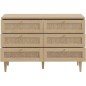 Commode - 6 tiroirs - Décor Chene - Cannage - L120 x P41,4 x H80 cm - CALASETTA Commode - 6 tiroirs - Décor Chene - Cannage - L120 x P41,4 x H80 cm - CALASETTA