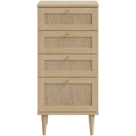 Commode - CALASETTEA - 4 tiroirs - Décor Chene - 50,4 x 41,4 x 108,8 cm