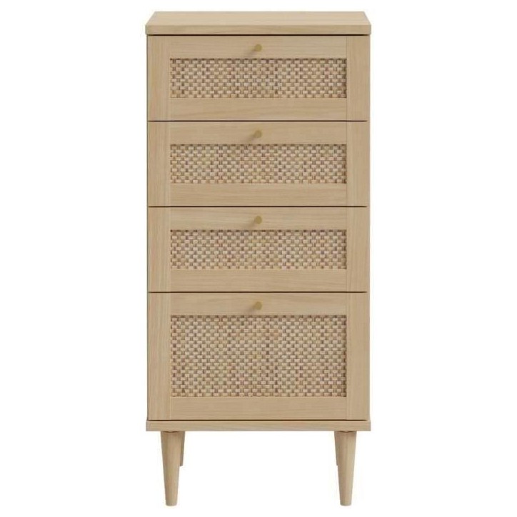 Commode - CALASETTEA - 4 tiroirs - Décor Chene - 50,4 x 41,4 x 108,8 cm Commode - CALASETTEA - 4 tiroirs - Décor Chene - 50,4 x 41,4 x 108,8 cm