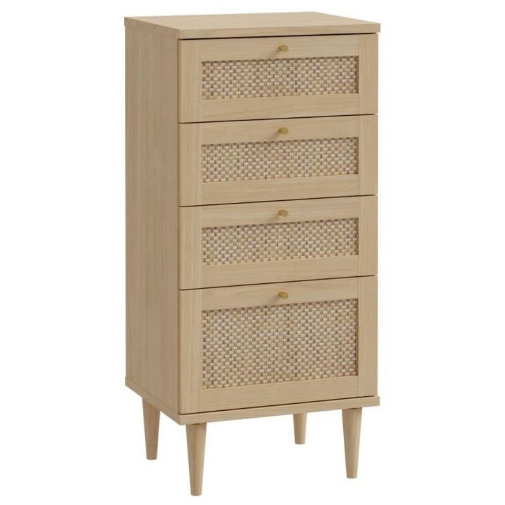 Commode - CALASETTEA - 4 tiroirs - Décor Chene - 50,4 x 41,4 x 108,8 cm Commode - CALASETTEA - 4 tiroirs - Décor Chene - 50,4 x 41,4 x 108,8 cm