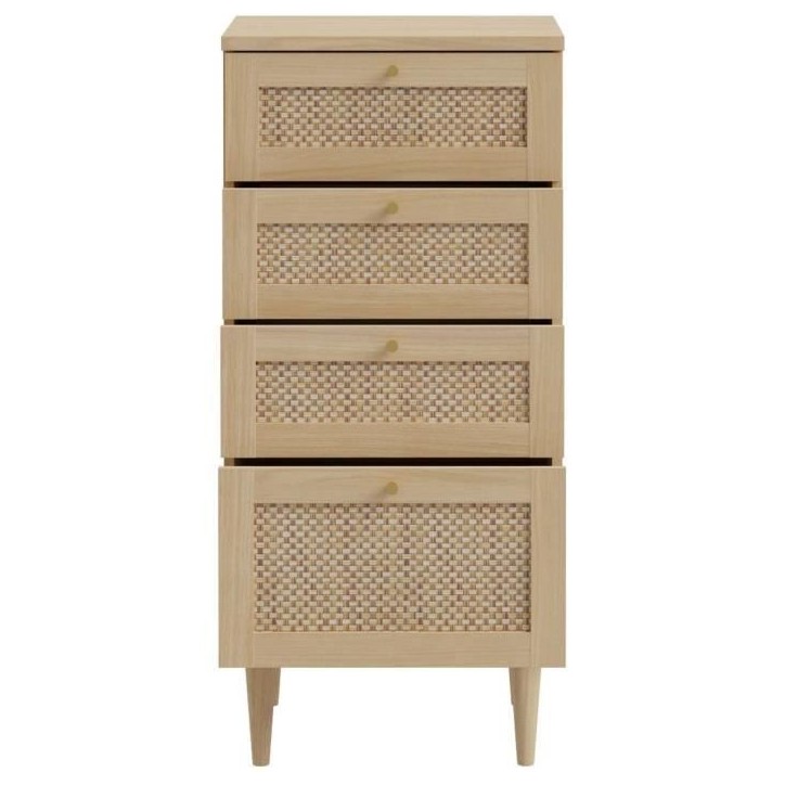 Commode - CALASETTEA - 4 tiroirs - Décor Chene - 50,4 x 41,4 x 108,8 cm Commode - CALASETTEA - 4 tiroirs - Décor Chene - 50,4 x 41,4 x 108,8 cm