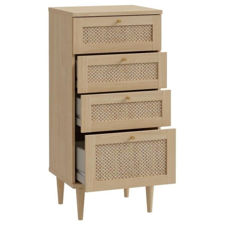 Commode - CALASETTEA - 4 tiroirs - Décor Chene - 50,4 x 41,4 x 108,8 cm Commode - CALASETTEA - 4 tiroirs - Décor Chene - 50,4 x 41,4 x 108,8 cm