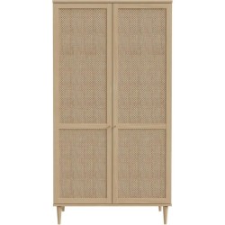 Armoire de chambre - 2 portes battantes - Décor Chene - Cannage - L11