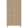Armoire de chambre - 2 portes battantes - Décor Chene - Cannage - L11