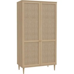 Armoire de chambre - 2 portes battantes - Décor Chene - Cannage - L11