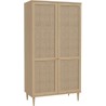 Armoire de chambre - 2 portes battantes - Décor Chene - Cannage - L11