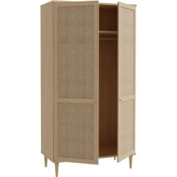 Armoire de chambre - 2 portes battantes - Décor Chene - Cannage - L11
