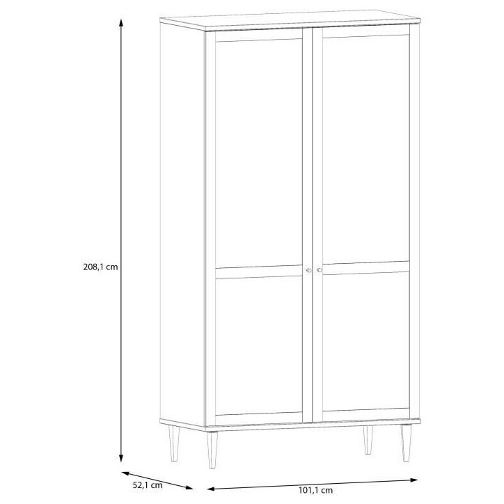 Armoire de chambre - 2 portes battantes - Décor Chene - Cannage - L110 x H208 x P54 cm - CALASETTA Armoire de chambre - 2 portes battantes - Décor Chene - Cannage - L110 x H208 x P54 cm - CALASETTA