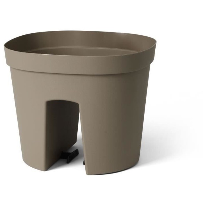 Pot balustrade - GARDEN ID Smile - Taupe 30 cm - S'adapte a toutes les balustrades - Réserve d'eau - recyclé et 100% recyclabl