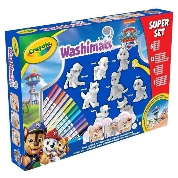 Washimals - Mes animaux a colorier - CRAYOLA - Super Set 8 animaux Pat'Patrouille - Des 3 ans Washimals - Mes animaux a colorier - CRAYOLA - Super Set 8 animaux Pat'Patrouille - Des 3 ans