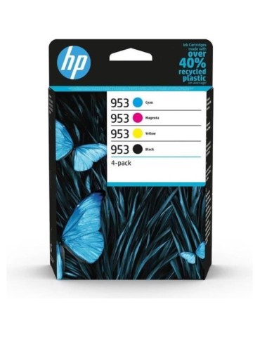 HP 953 Pack de 4 cartouches d'encre noire, cyan, jaune et magenta authentiques (6ZC69AE) pour HP OfficeJet Pro 7700/8200/8700