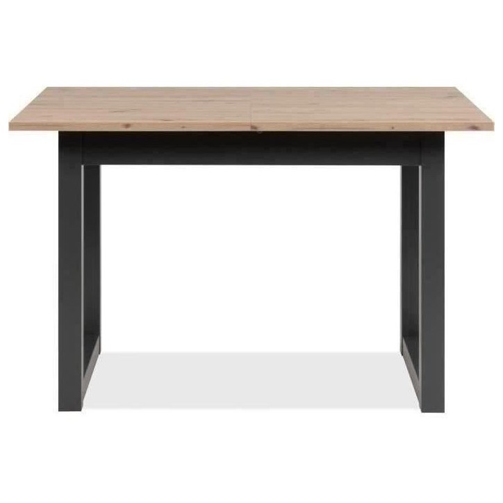 Table extensible Denver 80B - 120-160 x 75 x 80 cm - Décor chene artisan / anthracite - 1 extension de 40 cm inclue - 8 personn