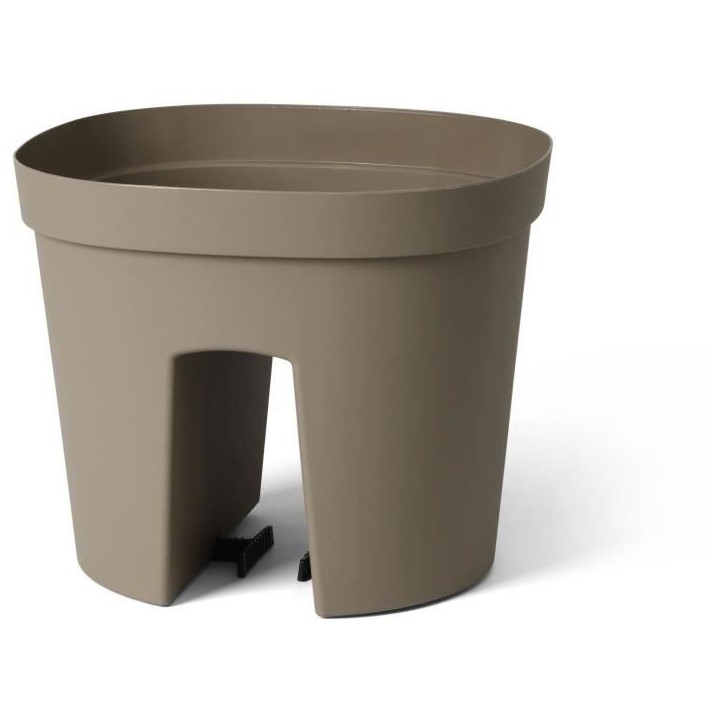 Pot balustrade - GARDEN ID Smile - Taupe 30 cm - S'adapte a toutes les balustrades - Réserve d'eau - recyclé et 100% recyclabl