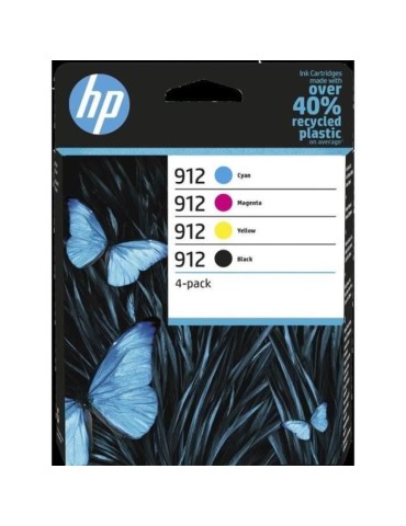 HP 912 Pack de 4 cartouches d'encre noire, cyan, jaune et magenta authentiques (6ZC74AE) pour OfficeJet 8010/Pro 8020 series