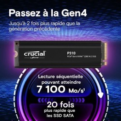 CRUCIAL - P310 - Disque SSD Interne - 1TB - Gen4 - NVMe M.2 - Jusqu'a