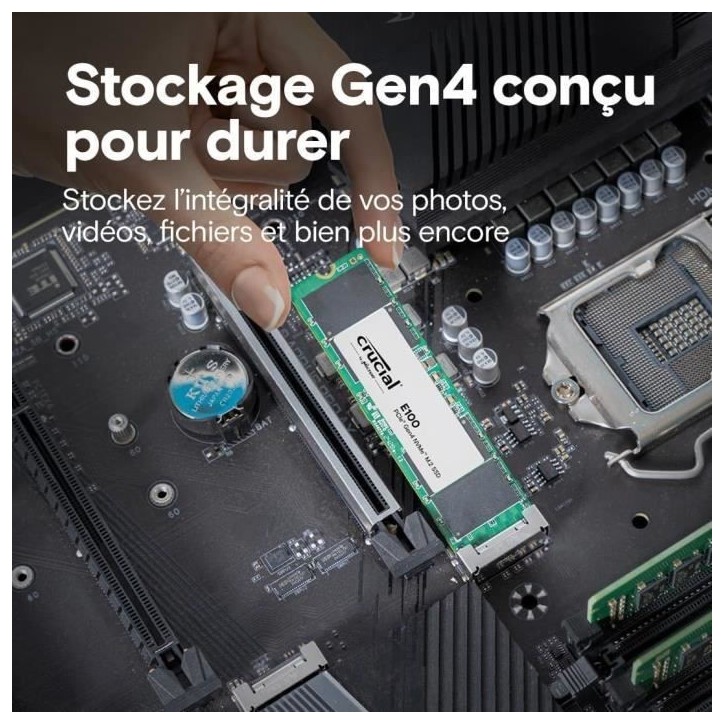 CRUCIAL - Disque SSD - E100 PCIe 4.0 Gen4 2280 NVMe M.2 SSD - 2 To CRUCIAL - Disque SSD - E100 PCIe 4.0 Gen4 2280 NVMe M.2 SSD - 2 To