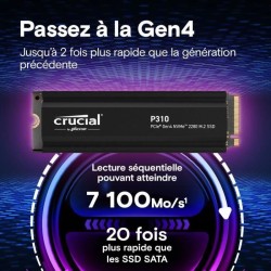 CRUCIAL - P310 - SSD interne - 4 To - PCIe Gen4 NVMe M.2 - Avec d