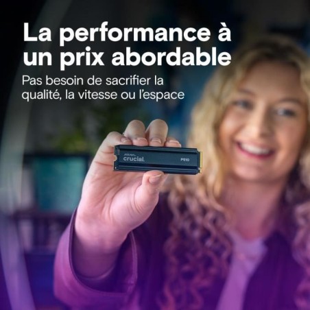 CRUCIAL - P510 - SSD interne - 1 To - PCIe Gen4 NVMe M.2 - Avec dissipateur - Vitesse lecture jusqu'a 1100 Mo/s - CT1000P51