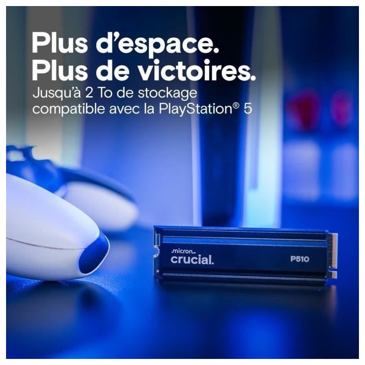 CRUCIAL - P510 - SSD interne - 1 To - PCIe Gen4 NVMe M.2 - Avec dissipateur - Vitesse lecture jusqu'a 1100 Mo/s - CT1000P51 CRUCIAL - P510 - SSD interne - 1 To - PCIe Gen4 NVMe M.2 - Avec dissipateur - Vitesse lecture jusqu'a 1100 Mo/s - CT1000P51
