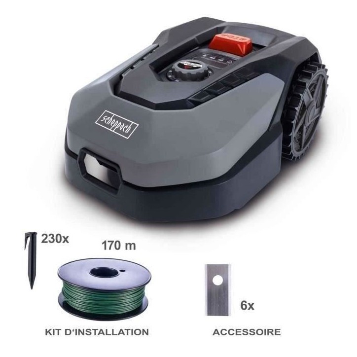 Robot tondeuse connecté 900m2 Scheppach RoboCut XXL900 avec station de recharge | Jusqu'a 900 m² | Capteur de pluie | WiFi & B Robot tondeuse connecté 900m2 Scheppach RoboCut XXL900 avec station de recharge | Jusqu'a 900 m² | Capteur de pluie | WiFi & B