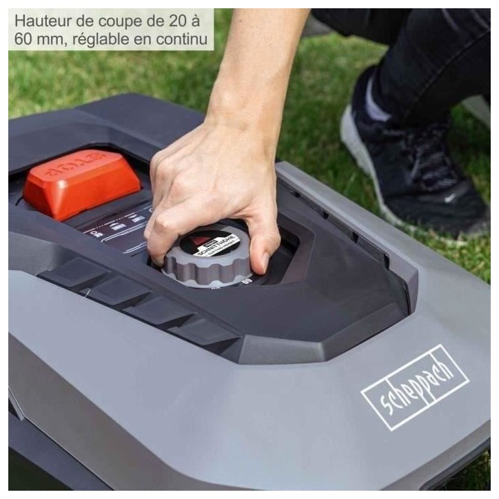 Robot tondeuse connecté 900m2 Scheppach RoboCut XXL900 avec station de recharge | Jusqu'a 900 m² | Capteur de pluie | WiFi & B Robot tondeuse connecté 900m2 Scheppach RoboCut XXL900 avec station de recharge | Jusqu'a 900 m² | Capteur de pluie | WiFi & B
