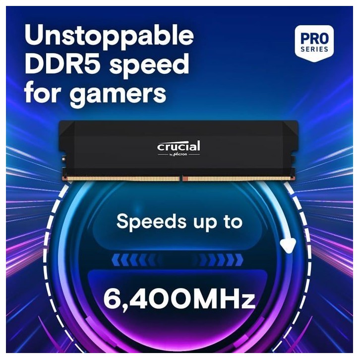 Mémoire RAM - CRUCIAL - DDR5 PRO Overclocking - Kit 32Go (2x16 Go) - 6400 MT/s - CL38 - Dissipateur thermique - CP2K16G64C38U5 Mémoire RAM - CRUCIAL - DDR5 PRO Overclocking - Kit 32Go (2x16 Go) - 6400 MT/s - CL38 - Dissipateur thermique - CP2K16G64C38U5