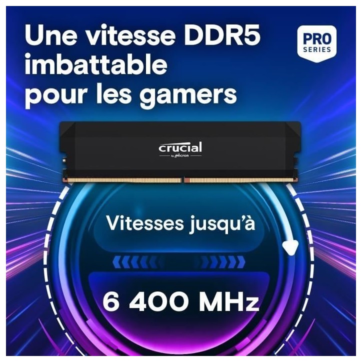 Mémoire RAM - CRUCIAL - DDR5 PRO Overclocking - Kit 32Go (2x16 Go) - 6400 MT/s - CL38 - Dissipateur thermique - CP2K16G64C38U5 Mémoire RAM - CRUCIAL - DDR5 PRO Overclocking - Kit 32Go (2x16 Go) - 6400 MT/s - CL38 - Dissipateur thermique - CP2K16G64C38U5