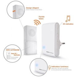 Carillon sans fil SCS SENTINEL EcoBell 100 enfichable - 25 mélodies -