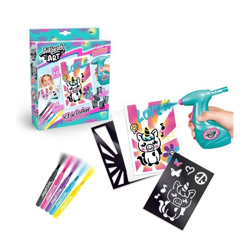 Canal Toys - Airbrush Art - Kit de Création de Posters avec spray él Canal Toys - Airbrush Art - Kit de Création de Posters avec spray él