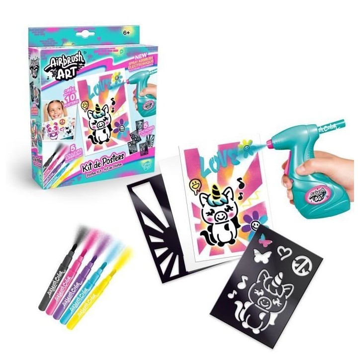 Canal Toys - Airbrush Art - Kit de Création de Posters avec spray électronique, pochoirs et feutres - AIR 015 Canal Toys - Airbrush Art - Kit de Création de Posters avec spray électronique, pochoirs et feutres - AIR 015