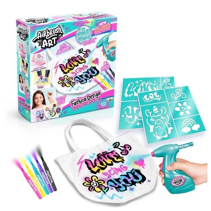 Canal Toys - Airbrush Art - Kit de Fashion Design Kit avec spray électronique, pochoirs et feutres - AIR 016 Canal Toys - Airbrush Art - Kit de Fashion Design Kit avec spray électronique, pochoirs et feutres - AIR 016