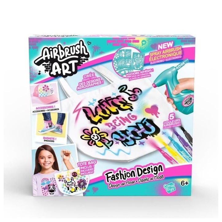Canal Toys - Airbrush Art - Kit de Fashion Design Kit avec spray électronique, pochoirs et feutres - AIR 016 Canal Toys - Airbrush Art - Kit de Fashion Design Kit avec spray électronique, pochoirs et feutres - AIR 016