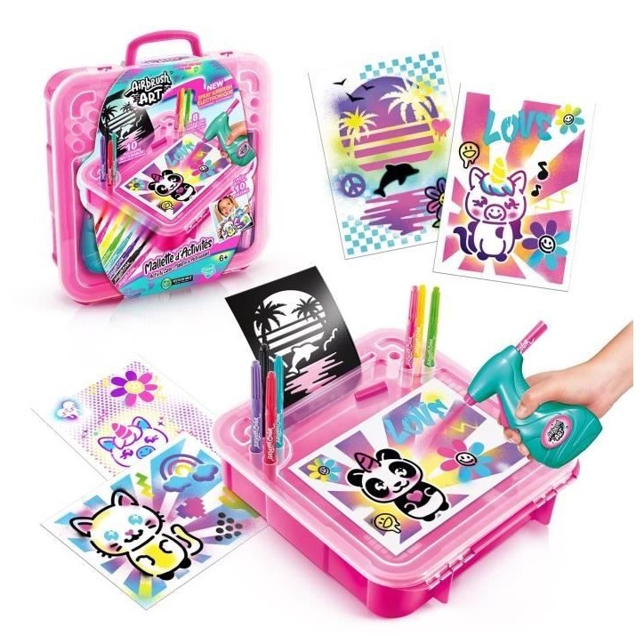 Canal Toys - Airbrush Art - Mallette d'activités avec spray électronique, pochoirs et feutres - AIR 017 Canal Toys - Airbrush Art - Mallette d'activités avec spray électronique, pochoirs et feutres - AIR 017