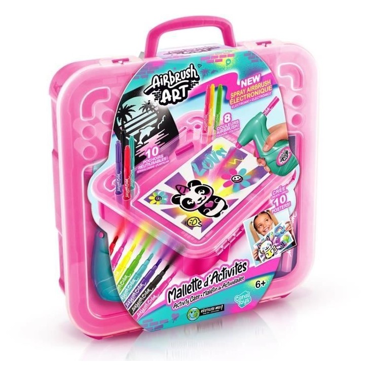 Canal Toys - Airbrush Art - Mallette d'activités avec spray électronique, pochoirs et feutres - AIR 017 Canal Toys - Airbrush Art - Mallette d'activités avec spray électronique, pochoirs et feutres - AIR 017