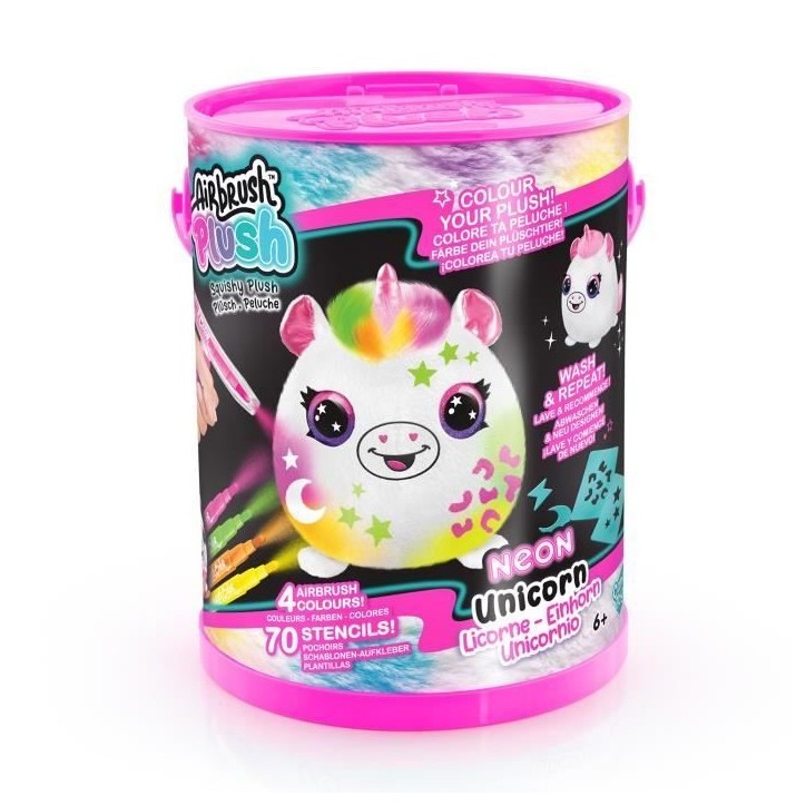 Canal Toys - Airbrush Plush - Baril Peluche Squish Néon avec Feutres et Pochoirs - AIR 022 Canal Toys - Airbrush Plush - Baril Peluche Squish Néon avec Feutres et Pochoirs - AIR 022