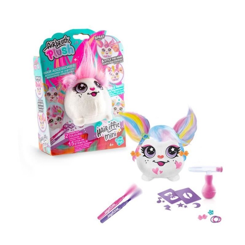 Canal Toys - Airbrush Plush - Mini peluche Hair'iffic a coiffer et dé Canal Toys - Airbrush Plush - Mini peluche Hair'iffic a coiffer et dé