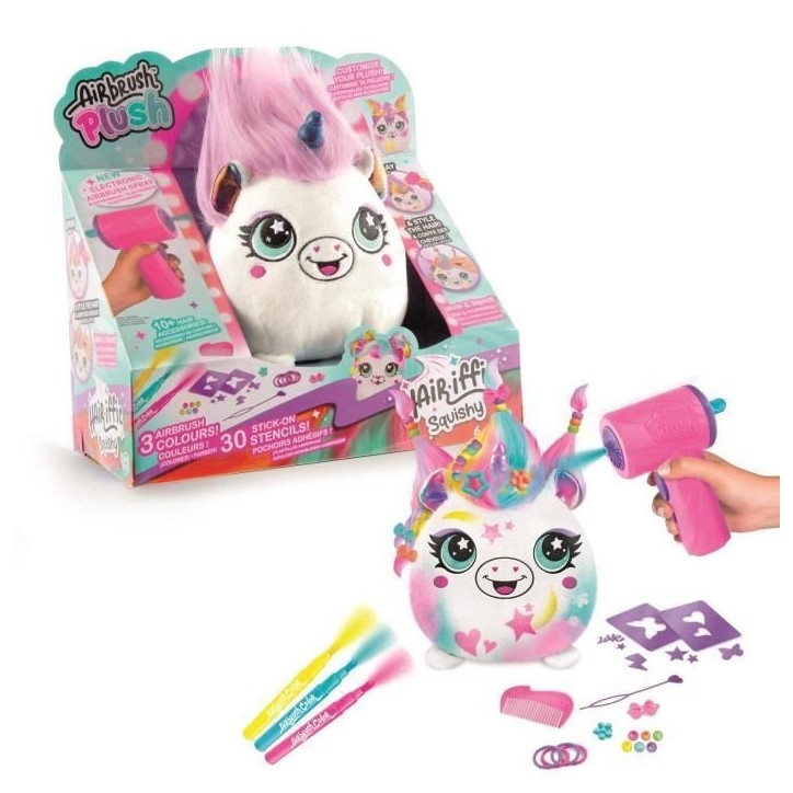 Canal Toys - Airbrush Plush - Peluche Squishy Hair'iffic a coiffer et décorer avec spray électronique, feutres, -AIR 040- a Canal Toys - Airbrush Plush - Peluche Squishy Hair'iffic a coiffer et décorer avec spray électronique, feutres, -AIR 040- a