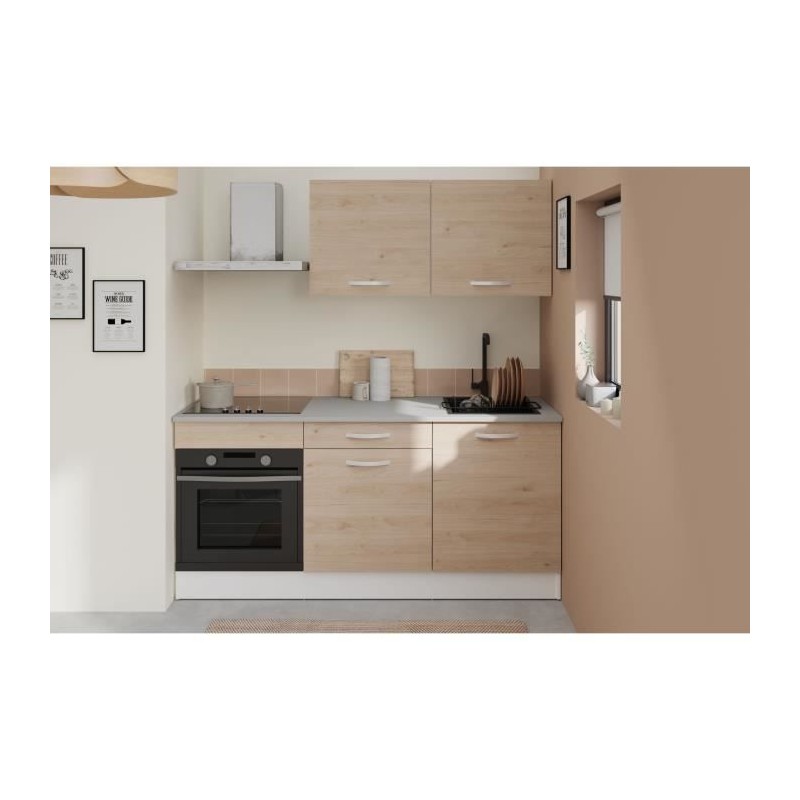Cuisine complete OSLO - L 180cm - Chene - Plan de travail inclus Cuisine complete OSLO - L 180cm - Chene - Plan de travail inclus
