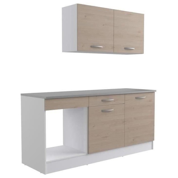 Cuisine complete OSLO - L 180cm - Chene - Plan de travail inclus Cuisine complete OSLO - L 180cm - Chene - Plan de travail inclus