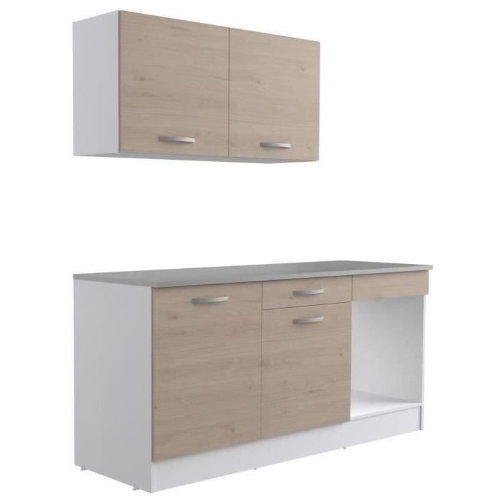 Cuisine complete OSLO - L 180cm - Chene - Plan de travail inclus Cuisine complete OSLO - L 180cm - Chene - Plan de travail inclus