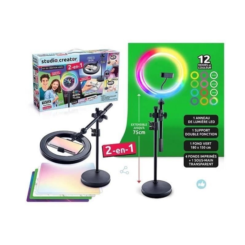 Canal Toys - Studio Vidéo 2-en-1 avec anneau lumineux LED multicolore Canal Toys - Studio Vidéo 2-en-1 avec anneau lumineux LED multicolore