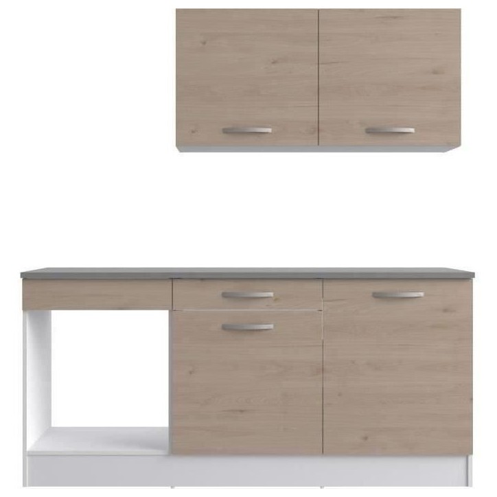 Cuisine complete OSLO - L 180cm - Chene - Plan de travail inclus Cuisine complete OSLO - L 180cm - Chene - Plan de travail inclus