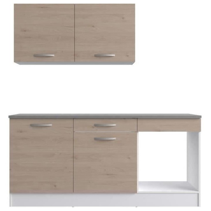 Cuisine complete OSLO - L 180cm - Chene - Plan de travail inclus Cuisine complete OSLO - L 180cm - Chene - Plan de travail inclus