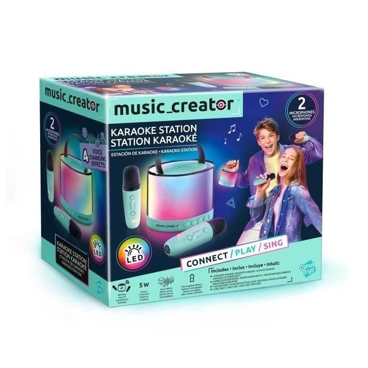 Canal Toys - Music Creator - Mini Station Karaoké - Enceinte lumineuse avec 2 microphones sans fil - INF 044