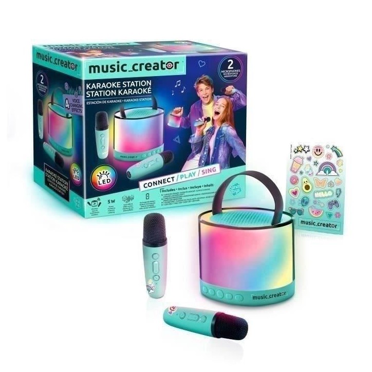 Canal Toys - Music Creator - Mini Station Karaoké - Enceinte lumineuse avec 2 microphones sans fil - INF 044
