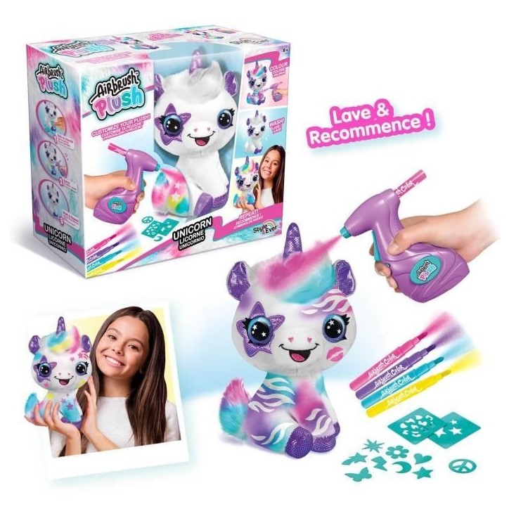 Canal Toys Peluche a personnaliser Licorne - Airbrush électrique avec pochoirs et feutres Canal Toys Peluche a personnaliser Licorne - Airbrush électrique avec pochoirs et feutres