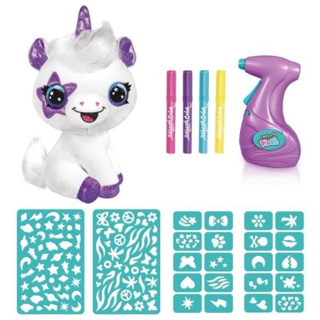 Canal Toys Peluche a personnaliser Licorne - Airbrush électrique avec pochoirs et feutres