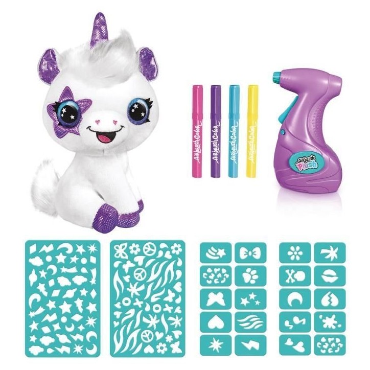 Canal Toys Peluche a personnaliser Licorne - Airbrush électrique avec pochoirs et feutres Canal Toys Peluche a personnaliser Licorne - Airbrush électrique avec pochoirs et feutres