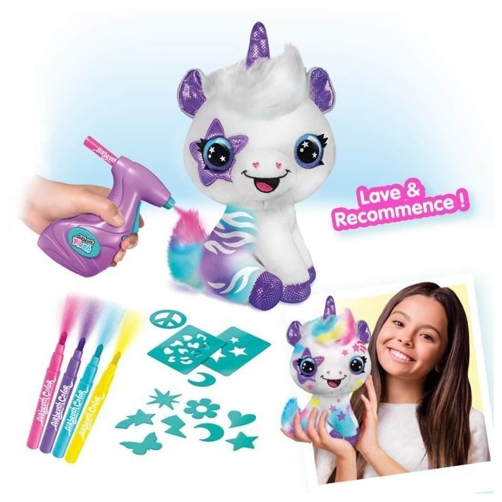 Canal Toys Peluche a personnaliser Licorne - Airbrush électrique avec pochoirs et feutres Canal Toys Peluche a personnaliser Licorne - Airbrush électrique avec pochoirs et feutres