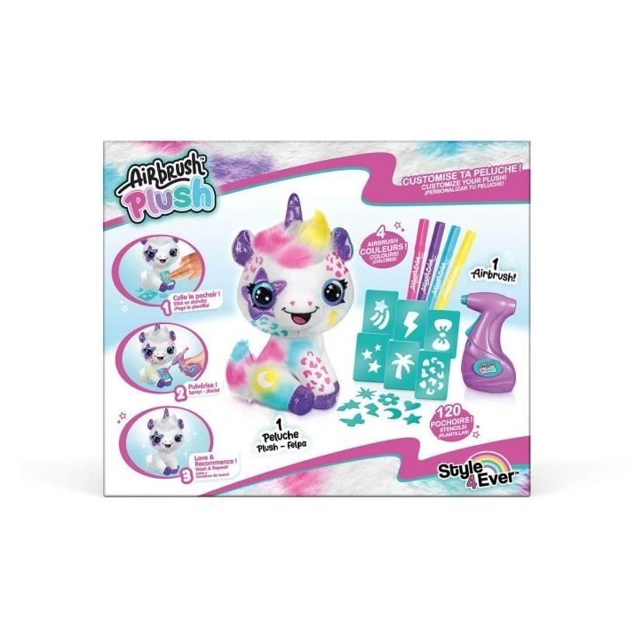 Canal Toys Peluche a personnaliser Licorne - Airbrush électrique avec pochoirs et feutres Canal Toys Peluche a personnaliser Licorne - Airbrush électrique avec pochoirs et feutres